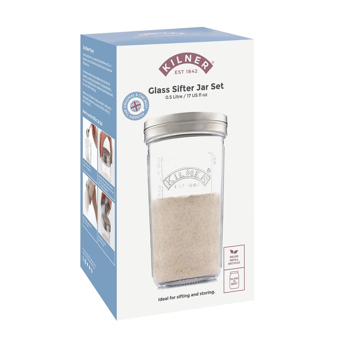 KILNER | Vorratsglas, Siebglas, 0,5 L