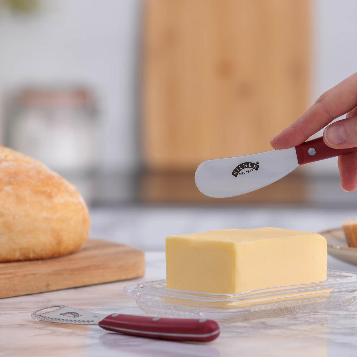 KILNER | Buttermesser, rot, 2 Griffe