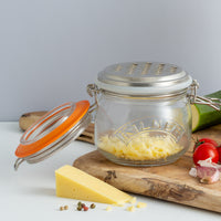 Reibenset, Reibe und Bügelverschlussglas, 500 ml Kilner